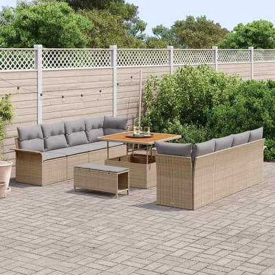 vidaXL Tuinbank Set met kussen Beige en Lichtgrijs 100 x 100 x 71 cm