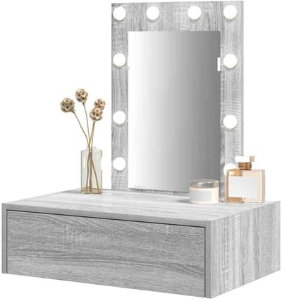 Kaptafel met LED - Wandmeubel Slaapkamer - Persoonlijke Verzorging - Ruim Werkblad - 60 x 40 x 70 cm