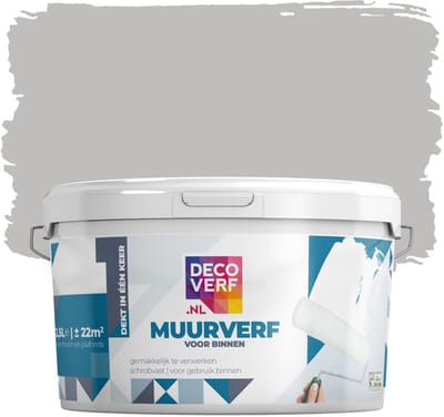 Decoverf muurverf mat parelgrijs, 2.5L