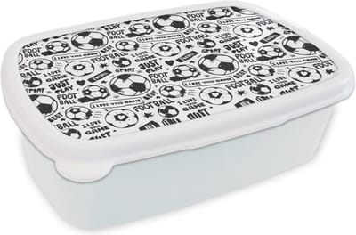 Broodtrommel Wit - Lunchbox - Brooddoos - Voetbal - Sport - Quotes - Patronen - 18x12x6 cm - Volwassenen