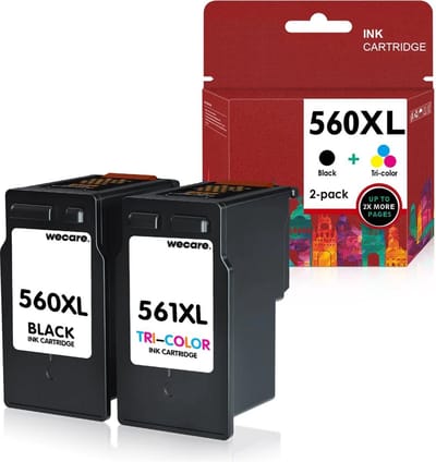 2-pack | Huismerk XL Inktcartridge PG-560 / CL-561 (PG-560XL + CL-561XL) Zwart + 3 kleuren Multipack Hoge capaciteit geschikt voor Canon