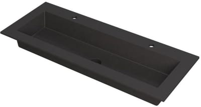 INK Kraft Wastafel Enkele Bak 2 Kraangaten - 1200x450x10 mm - Quartz Zwart