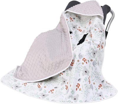 SnelShoppen - 90 x 90 cm Baby Wrap Blanket - Dubbelzijdige Katoenen Deken voor Kinderwagen, Autostoel en Babyweegschaal - Comfortabel en Ademend voor