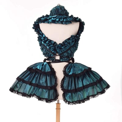 Dailygoods- Petticoat Vrije Maat - 3 Lagen Hoepelrok - Ruches - Gothic Steampunk - Verstelbare Linten - Satijnen Doek