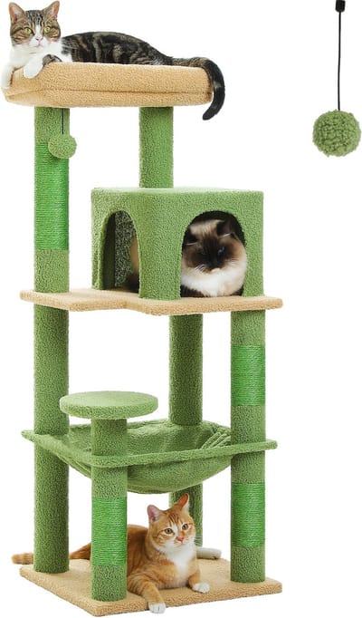 Kattenu ClawCastle - Hoge krabpaal voor katten - Katten krabpaal - Hoge krabpaal - Groen - Medium
