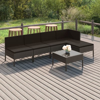vidaXL - 6-delige - Loungeset - met - kussens - poly - rattan - grijs