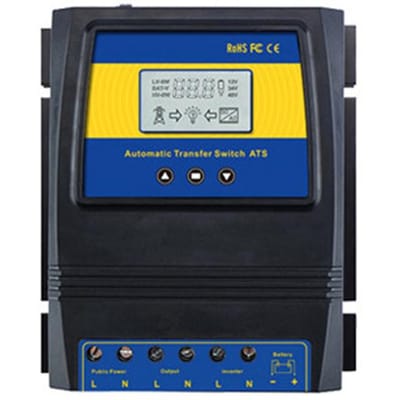 Commutateur de transfert automatique de puissance double ATS courant continu 12 V 24 V 48 V AC 110 V 220 V Auto noir