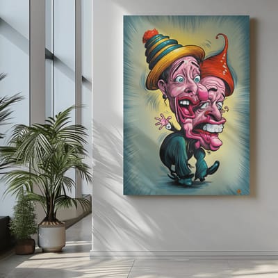 Canvas Schilderij - Cartoon - Wall Art - 60x40x2 cm