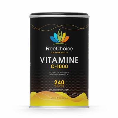 Free Choice Vitamine C-1000 – 1000 mg Ascorbinezuur – Vegan – 240 Tabletten – Dagelijks Gebruik Vitamine C – Made in Germany
