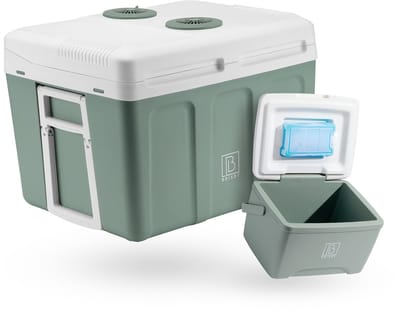 Brisby 40 Liter Elektrische Koelbox, Frigobox Deluxe met 12V, 220/230 Volt Aansluiting voor Auto en Camping – AC/DC - Groen