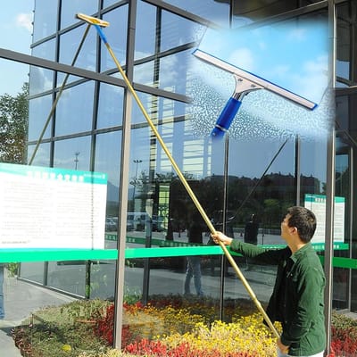Raamreiniger Zuiger Set - Hoge Ramen Waskit - Buiten Ramen Wassen - Telescopische Stang - Tot 12.5 Meter - Zilver