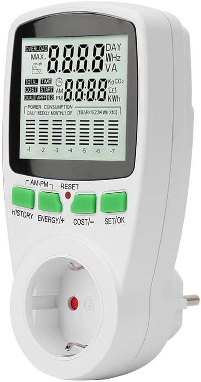 Slimme Energiemeter Stroomverbruik Meten kWh & Kosten EU Stekker