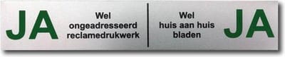 Brievenbus sticker Ja Ja Aluminium - 150 mm x 25 mm - Tekst Groen Zwart.