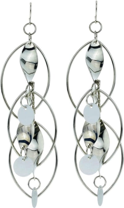 Behave - Dames oorhangers zilverkleur retro stijl feestelijk 11 cm