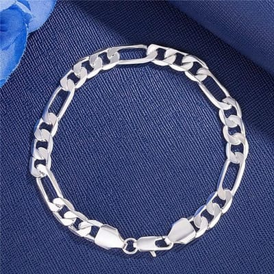 925 Zilver 18k Goud Kleur Mooie Vrouwen Mannen Edele Mooie Armband Mode Charme 8mm Ketting 20cm Sieraden Bruiloft Feest zilver