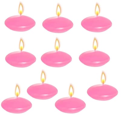 Dailygoods- Zwemkaarsen 10 stuks - Niet geparfumeerde drijvende kaarsen - Decoratieve kaarsen - Bruiloft/feest - Roze - Afmetingen 3,8 x 1,5 cm