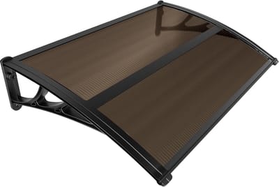 Deurluifel Polycarbonaat - Regenbescherming Dak - Bescherming Deur - UV Bestendig Materiaal - 120 x 80 cm - Bruin Zwart