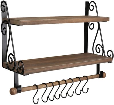 Houten Plank Wandmontage - Hoekrek Display Decor - Hoekplank - Zwevende Wandplank - Bruin