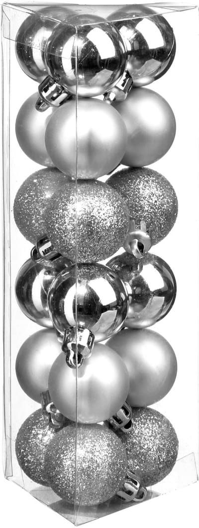 Feeric Christmas Mini kerstballen - 18x st - zilver - kunststof - 3 cm - kerstversiering