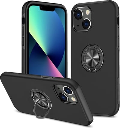 Telefoonhoesje Met Vingerring & Magneet voor Telefoohouders - Hoesje Geschikt voor: iPhone 15 - Anti-drop harde cover - Zwart
