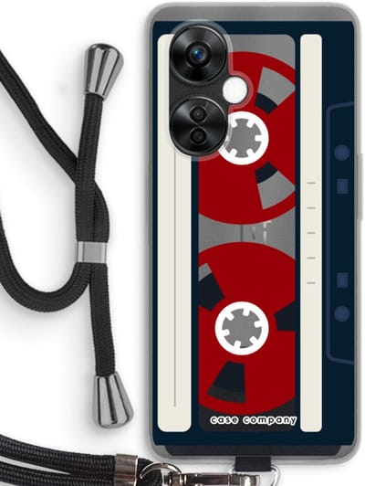 Case Company® - Hoesje met koord geschikt voor OnePlus Nord CE 3 Lite hoesje met Koord - Here's your tape - Telefoonhoesje met Zwart Koord - Bescherming aan alle Kanten en Over de Schermrand