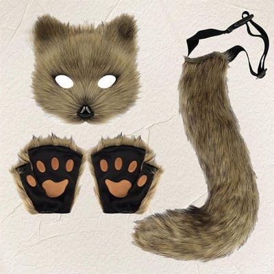 Halloween Vossen Masker Staart Handschoenen Set Cosplays Kostuum Accessoire Themafeest Verkleed Attributen Carnavalsfeest Kostuums Accessoires black