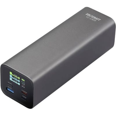 VOLTCRAFT VC-C909 Powerbank 27000 mAh USB PD 3.1 Li-ion Zwart-zilver Statusweergave