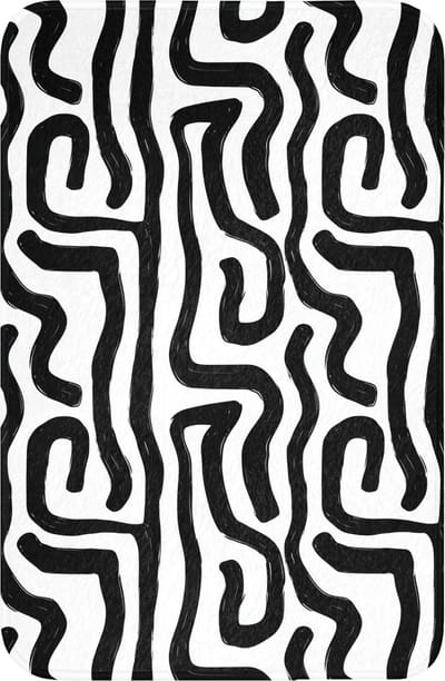 WC mat 40x60 cm - Antislip - Modern - Lijnen - Zwart - Toiletmat - Vloermat - Douchemat - Toilet tapijt - Toiletmatten