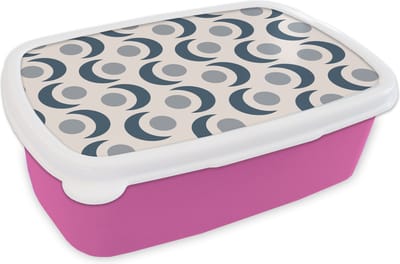 Broodtrommel Roze - Lunchbox - Brooddoos - Maan - Design - Cirkel - 18x12x6 cm - Kinderen - Meisje