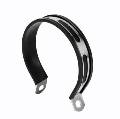 Dailygoods- Uitlaatklem Hoogwaardige Roestvrij Staal - Uitlaatbeugel - Motorrubber - Zwart/Zilver - Makkelijk te Installeren - Semi-Cirkel Vorm