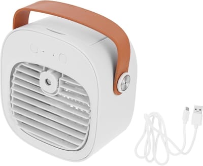 KZQ Draagbare 2-in-1 luchtkoeler – Draagbare Luchtkoeler en ventilator met 3 snelheden, ideaal voor reis, kantoor of slaapkamer (USB, bedraad)