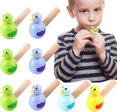 Houten vogelfluitjes voor kinderen - 10 stuks - kleurrijke fluitjes met cartoondieren - ideale kinderfluitjes voor feestjes en educatief gebruik