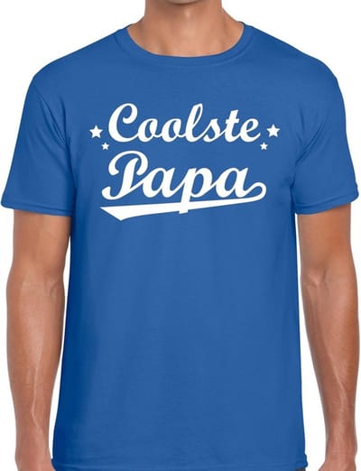 Coolste papa t-shirt blauw voor heren - blauw coolste papa cadeaushirt - vaderdag shirt S