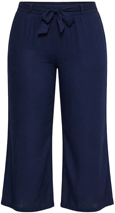 MIAMODA - Dames - Culotte wijde recht pijp strikceintuur - Donkerblauw - Maat 42