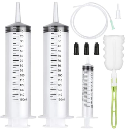 Spuitenset met 3 Stuks en Slang - 150ml en 10ml Spuiten voor Laboratorium, Tuin en Diervoeding