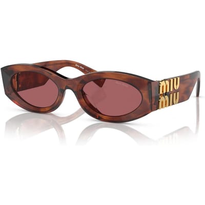Miu Miu Logo Ingelegd Ovaal Zonnebril Heren zonnebril Schildpad MU11WS11Q08S Basic Packaging-Eyeglass Case+Box,54,Tortoiseshell