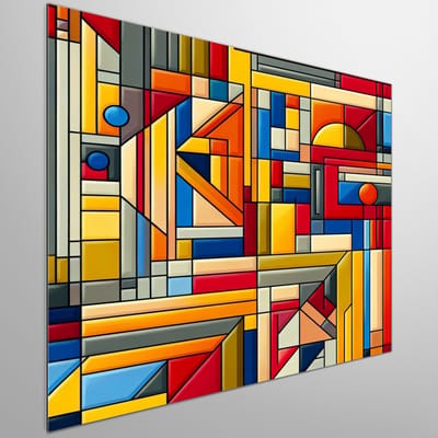 Modern mondriaan schilderij | Abstractie in Beweging: Een Hedendaagse Hommage aan Mondriaan | Kunst - 60x60 centimeter op Dibond | Foto op Dibond