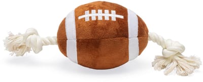 Beeztees Rugbybal met Touw - Hondenspeelgoed - Pluche - Bruin - 33x11x11cm