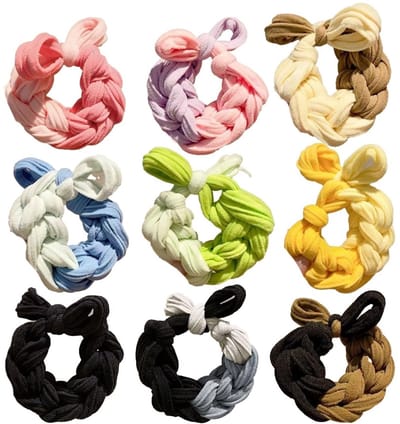 Dailygoods- Haarelastiekjes zonder metaal - 9-delige set - Geschikt voor dik/krullend haar - Duurzaam en elastisch - Goede grip zonder beschadigen - Haarband