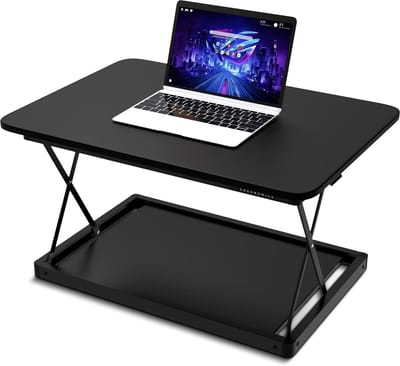 Bureau Converter - Zit Sta Bureau - Ergonomisch Werken - Veerondersteund Hefmechanisme - 49 x 70 cm - Zwart