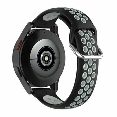 By Qubix - Siliconen sportbandje met gesp - Zwart + grijs - geschikt voor Huawei Watch 5 - 46mm