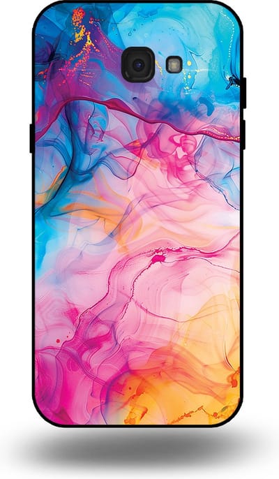 Smartphonica Telefoonhoesje Geschikt voor Samsung Galaxy A7 2017 met Regenboog Acryl Marmer Opdruk - TPU Backcover Case Rainbow Acrylic Marble Design geschikt voor Samsung Galaxy A7 2017