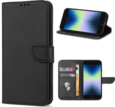 Solidenz hoesje - Geschikt voor iPhone SE (2022 / 2020) / iPhone 8 / iPhone 7 - Bookcase - Zwart
