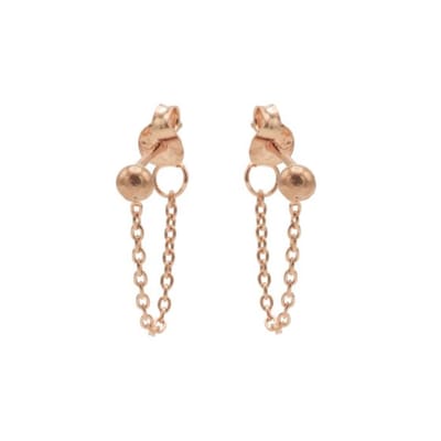 Karma oorbel Chain Ball Zilver Roseplated-M1850