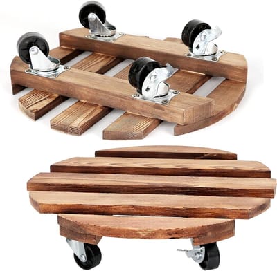 Plantstandaard met wielen - Plant trolley caddy - Planten verplaatsen - 360 graden draaibaar - 27.9 x 27.9 cm - Donkerbruin