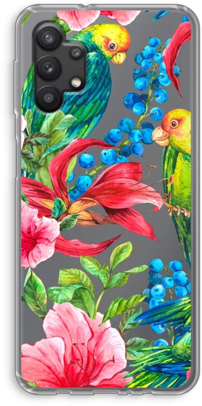 Case Company® - Hoesje geschikt voor Samsung Galaxy A32 5G hoesje - Papegaaien - Soft Cover Telefoonhoesje - Bescherming aan alle Kanten en Schermrand