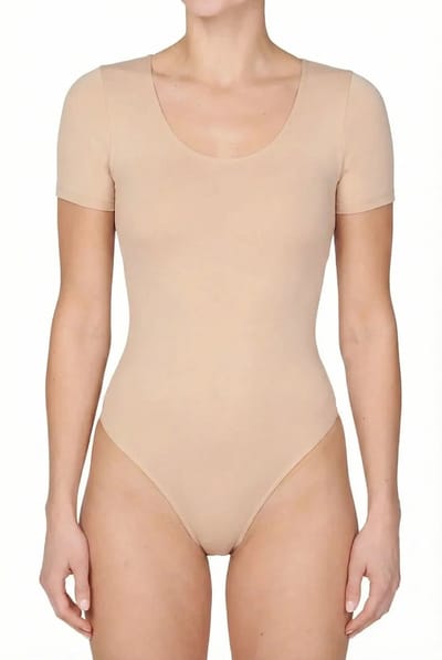 J&C string body / bodystocking korte mouw dames - S - Beige
