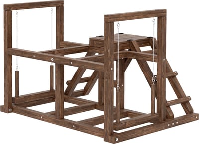 4goodz Houten Kippenrek met Zitstokken en Kippenschommel voor 2-3 kippen - Bruin