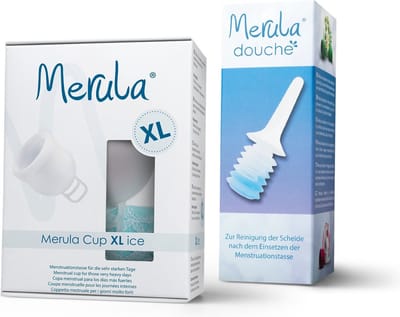Merula XL Menstruatiecup & Douche - Ice - Hygiënisch - XL Formaat - Handige Vaginale Douche