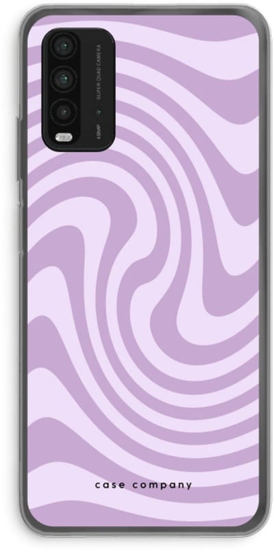Case Company® - Hoesje geschikt voor Xiaomi Redmi 9T hoesje - Swirl Paars - Soft Cover Telefoonhoesje - Bescherming aan alle Kanten en Schermrand